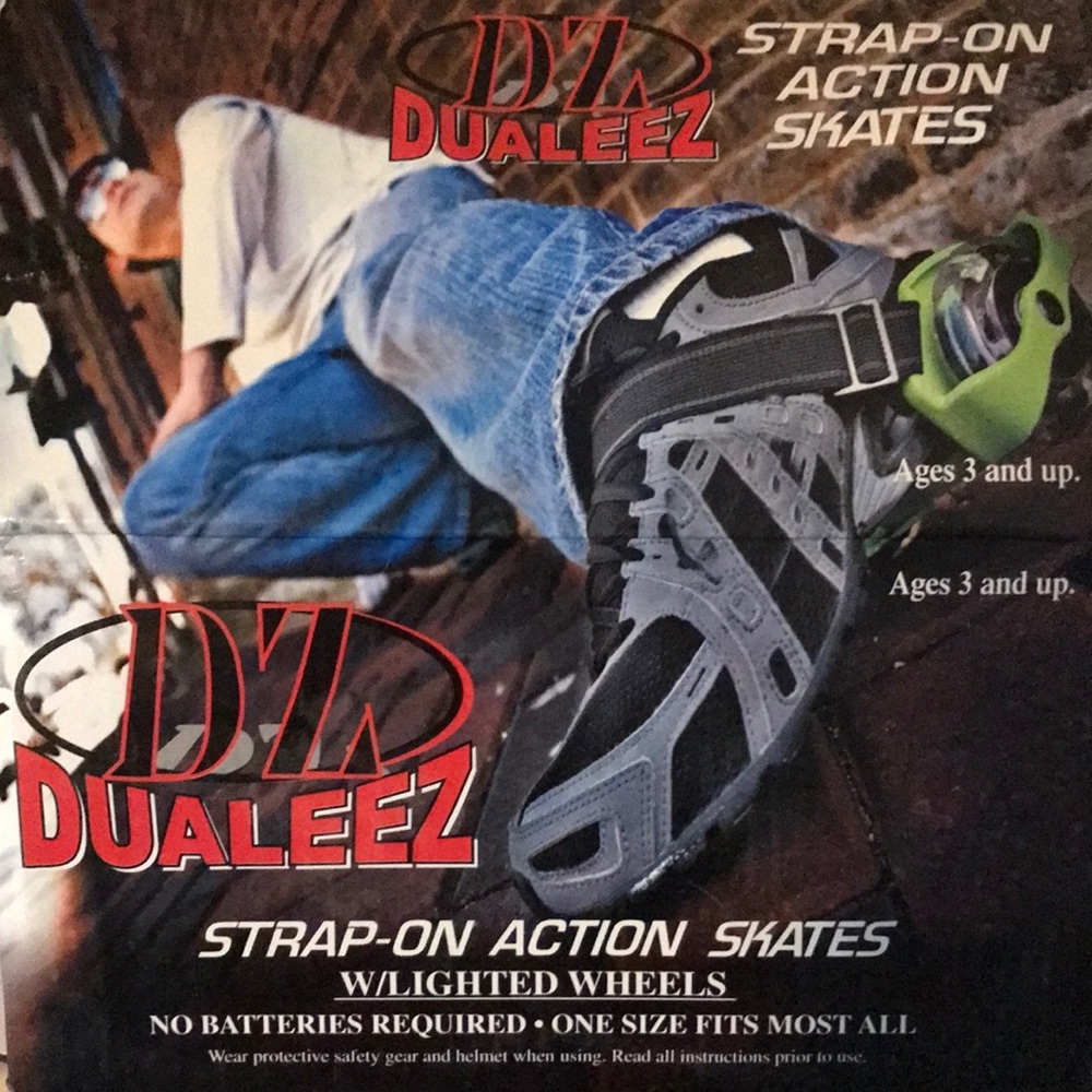 DualeEz Strap-On Action Skates - Black & Gray with Green Wheels